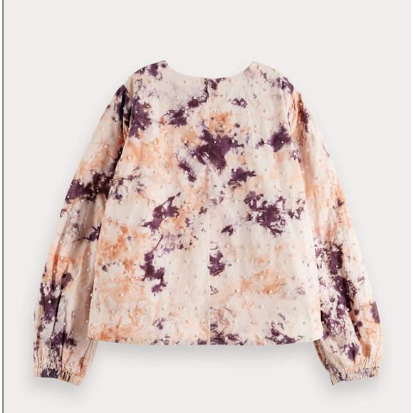 NWT SCOTCH & SODA COTTON TIEDYE TOP WITH PEARL DETAILS XS - Picture 2 of 15